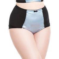 Lady Olga Women's British Made Retro Satin High Waisted Brief in Pale Blue | Size: 16