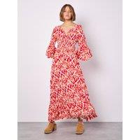 Apricot Women's Ikat Swirls Maxi Dress in Red | Size: 8