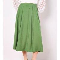 Apricot Women's Pleated A-Line Midi Skirt in Green | Size: 10