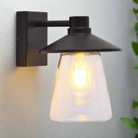 CGC Lighting Chester Black Outdoor Wall Light Lantern with Bell Shape Clear Glass Diffuser E27 IP54