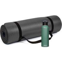 simpa Black Extra Thick 12mm Yoga Mat & 600ml Stainless Steel Water Bottle