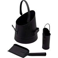 Marco Paul Fireside Coal Bucket Shovel Matchstick Holder Black Accessory Set Kindling Log