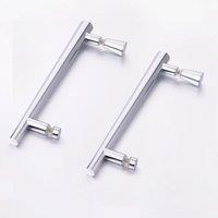 Nes Home Rounded Stainless Steel 200 mm Shower Door Handle Set in Metallic Silver