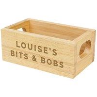 Personalised Memento Company Personalised Bits & Bobs Mini Wooden Crate in Light Brown