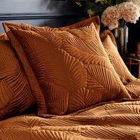 Paoletti Palmeria Velvet Embroidered Polyester Filled Cushion in Burnt Orange | Size: 60 cm x 60 cm