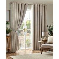 Luxury Living Chenille Blackout Ring Top Eyelet Curtains in Cream | Size: 168 cm width x 137 cm drop