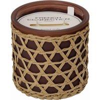 French Connection Woven Rattan Black Cherry & Cedarwood Candle - Long-Lasting Luxury Gift in Brown | Size: Medium