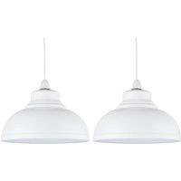 First Choice Lighting Set of 2 Domed - Cream Easy Fit Metal Pendant Shades in White