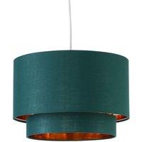 First Choice Lighting Kozy - Dark Green & Gold 30cm Pendant Shade