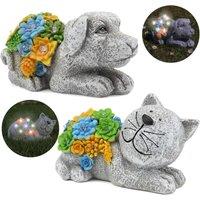 ILFD Group Ltd Solar Cat & Dog Garden Ornaments in Grey | Size: 1 Pack