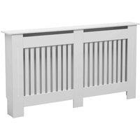 Oypla Large Wooden Slatted Grill Radiator Cover Cabinet in White