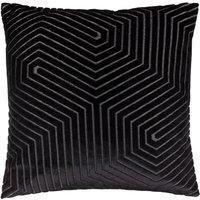 Paoletti Evoke Geometric Cut Velvet Cushion in Black | Size: 45 cm x 45 cm