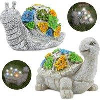 ILFD Group Ltd Solar Tortoise & Snail Garden Ornaments in Grey | Size: 1 Pack