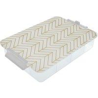 Farberware Multi-Purpose Portable Snack Box with 11 dividers & Chopping Board Lid, 42x28cm in Clear | Size: 42x28 cm