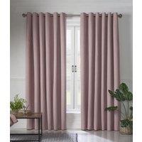 Luxury Living Linen Look Ring Top Blackout Curtains in Pink | Size: 110 cm width x 183 cm drop