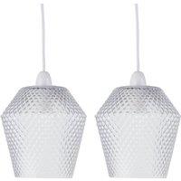 First Choice Lighting Set of 2 Porter - Clear Textured Glass Easy Fit Pendant Shades