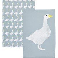 KitchenCraft Set of 2 Goose Print Tea Towels, 100% Cotton