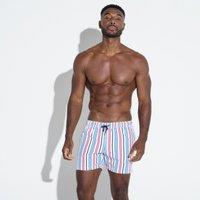 Panos Emporio Men's Classic pinstripe Swimshort in White | Size: Medium