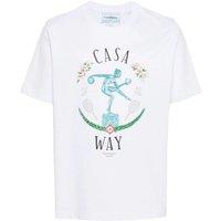 Casablanca Men's Statue En Marbe Design White T-Shirt | Size: XL