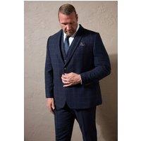 BadRhino Men's Checked Suit Jacket in Dark Navy | Size: 56R