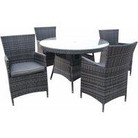 FURNITURE ONE Men's 5 Pieces Patio Outdoor Round Table Dining Sets ALUMINUM FRAME in Grey