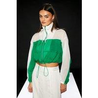 RUNWAY 1.8.1.8 Women's Wind Breaker Crop Bomber in Green | Size: 14