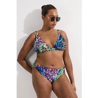 Plus Size Tropical Floral Plunge Bikini Top