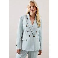 Wallis Women's Petite Double Breasted Button Detail Blazer in Blue | Size: 12