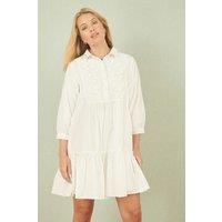 Yumi Women's White Cotton Flower Tunic Dress | Size: 16