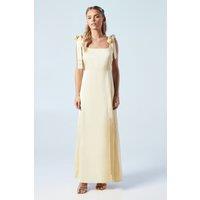 Oasis Women's Petite Satin Tie Shoulder Midi Bridesmaid Dress in Butter | Size: 16