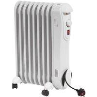 mysmartbuy Electric 9 Fin 2kW Oil Filled Radiator - Portable Heater with 3 Heat Settings, Adjustable Thermostat & Overheat Safety Cut Out in White