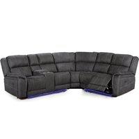 Cassandra Leather Like Electric Reclining Corner Sofa With Console Grey