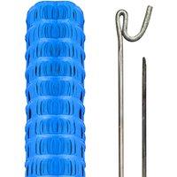 Pegdev Highly Durable Blue Plastic Barrier Fencing with Steel Pins 50m 10 Pins