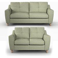 Baxter Tufted Fabric Sofa Suite 3 Seater and 2 Seater Sofa - Charcoal, Silver, Oatmeal or Sage