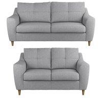 Baxter Tufted Fabric Sofa Suite 3 Seater and 2 Seater Sofa - Charcoal, Silver, Oatmeal or Sage