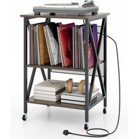 Costway Record Player Stand Turntable Stand Vinyl Storage Cabinet Grey