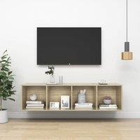 Berkfield Home Wall-mounted TV Cabinet Sonoma Oak 37x37x142.5 cm Engineered Wood in Brown