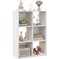 Costway 6Cube Bookshelf 4Tier Bookcase Floor Display Shelf Open Storage Organizer in White