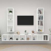 Wall-mounted TV Cabinets 4 pcs White Engineered Wood