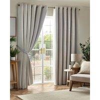 Luxury Living Chenille Blackout Eyelet Curtains Thermal Triple Weave Pair in Silver | Size: 229 cm width x 229 cm drop