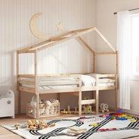 Berkfield Home High Sleeper Bed without Mattress 75x190 cm Small Single Solid Wood Pine in Brown