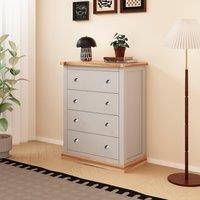 Cabinet Bits Bomporto 4 Drawer Chest of Drawers Chrome Knob in Light Grey