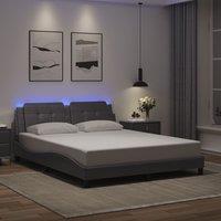 Bed Frame with LED without Mattress Grey 160x200 cm