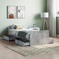Bed Frame with Headboard and Footboard Concrete Grey 75x190 cm Small Single