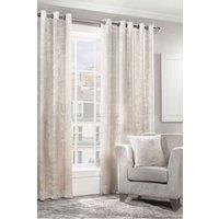Alan Symonds Crushed Velvet Fully Lined Eyelet Curtains in Cream | Size: 168 cm width x 137 cm drop