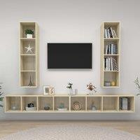 Berkfield Home Wall-mounted TV Cabinets 4 pcs Sonoma Oak Engineered Wood in Brown