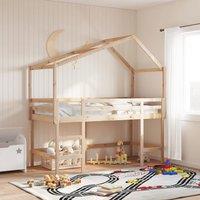 Loft Bed with Ladder and Roof without Mattress 90x200 cm