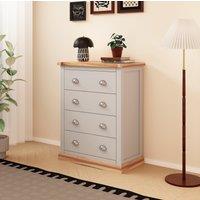 Cabinet Bits Bomporto 4 Drawer Chest of Drawers Chrome Cup Handle in Light Grey