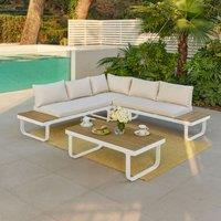 Home Detail Roman Aluminium L-Shape Garden Sofa Set in Grey