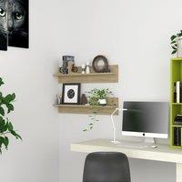 Berkfield Home Wall Shelf 2 pcs Sonoma Oak 80x11.5x18 cm Engineered Wood in Brown